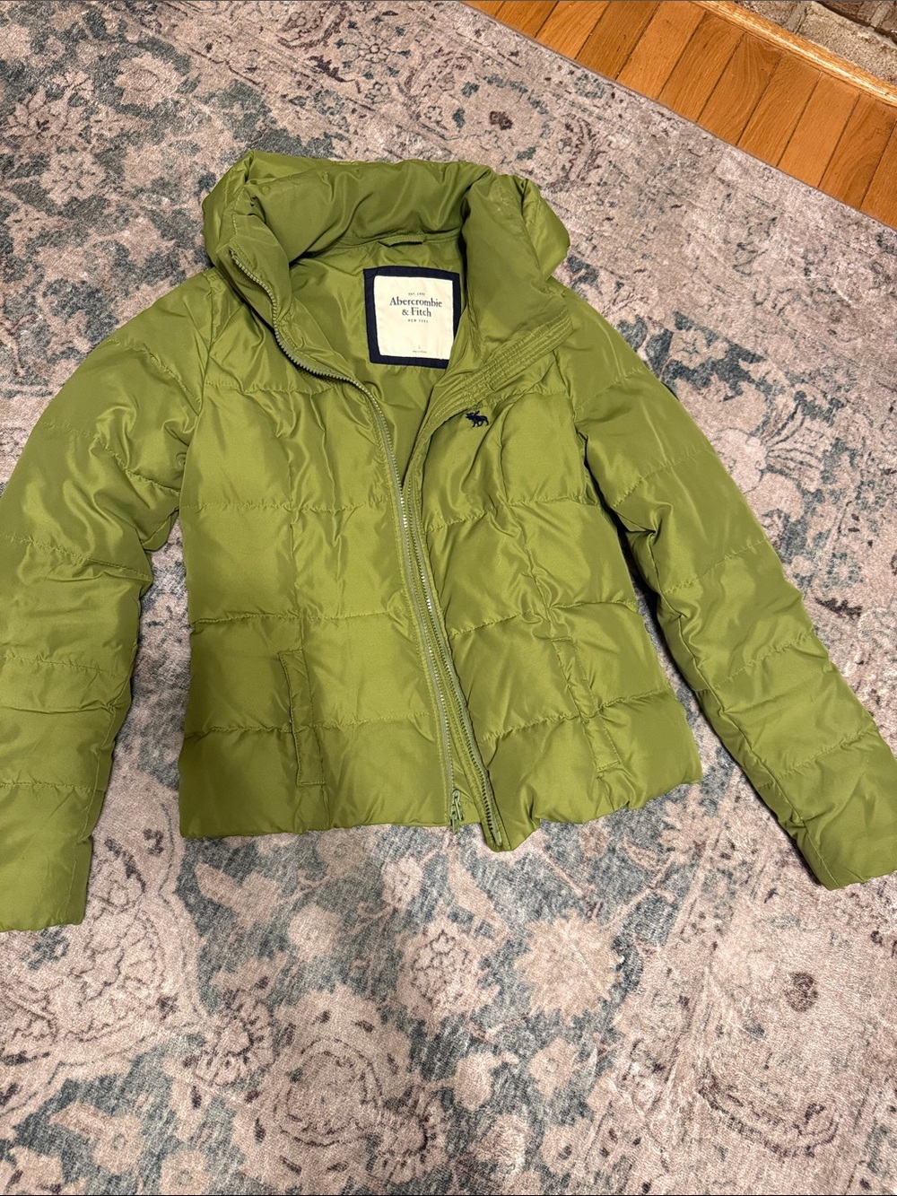 Abercrombie & Fitch Olive Green Quilted Puffer Jacket Y2K Large